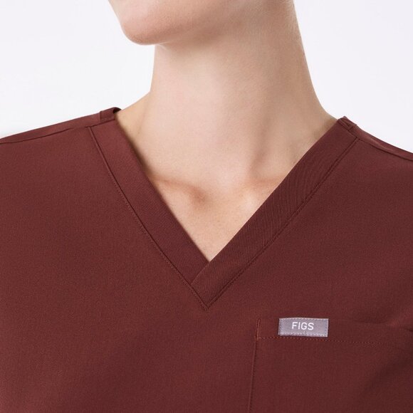 Figs Women's Catarina One Pocket Scrub Top in Walnut, Size XXS - Picture 4 of 10
